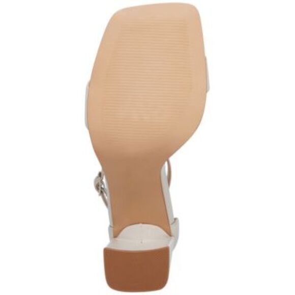NWT STEVE MADDEN Womens Beige Tiaa Toe Block Heel Leather Heeled Sandal 8.5 M - Picture 4 of 5